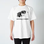 ユニークなワンちゃんデザインのお店のボーダーコリー モノクロデザイン スタンダードTシャツ