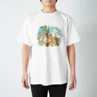 はちゅまみれSHOPの夏を楽しむフトアゴヒゲトカゲ スタンダードTシャツ