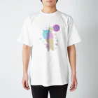 ぴよねこ(nikoneko)のカラフルソフトクリームとふわふわアニマル スタンダードTシャツ