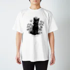 COCOMEMORIALの花咲き黒猫 スタンダードTシャツ