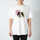 三毛猫の朝と黒猫の夜@好奇心倶楽部の朝は宇宙人と交信中 スタンダードTシャツ