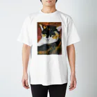 手作りアート　toto shopの手作り　アート　三毛猫　ねっぴ スタンダードTシャツ