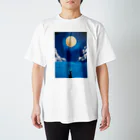 AKI SPRAY PAINT アキ スプレーペイントの満月の下の猫 Regular Fit T-Shirt