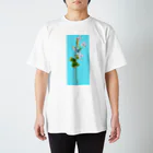 shi-chi Labo graph(詩一）のブルースター(青背景) Regular Fit T-Shirt