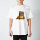 【CPPAS】Custom Pet Portrait Art Studioのブサかわいいスコティッシュフォールドキャット Regular Fit T-Shirt