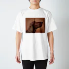 【CPPAS】Custom Pet Portrait Art Studioのアイリッシュセッタードッグ - レンガブロック背景 Regular Fit T-Shirt