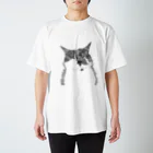 KASHI MOSHI-カシモシ-の線画CAT(猫) スタンダードTシャツ