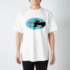 Kaeru Craftのベストフレンド ネコ丸とネズミ（ブルー） Regular Fit T-Shirt