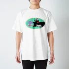 Kaeru Craftのベストフレンド ネコ丸とネズミ(グリーン) Regular Fit T-Shirt