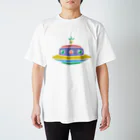 CɐkeccooのシンプルUFO★宇宙人コンニチハ‐カラフル スタンダードTシャツ