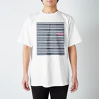 DESIGN STUDIO NUMBERのピンクボーダー スタンダードTシャツ