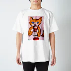 猫Tシャツなどカレラ栂並やりたい放題Tシャツ屋のたい焼き好きなミーコ スタンダードTシャツ