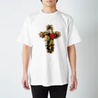ボタニカルアートのボタニカルアート　バラの十字架 スタンダードTシャツ