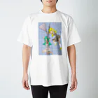 げーむやかんのハリセンアタック水色格子背景 Regular Fit T-Shirt