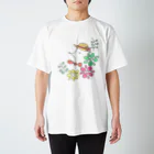 usagi-cuteのハリネズミのはりっちょ　with flower カラーver   スタンダードTシャツ