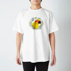 mariechan_koboの019 コガネメキシコインコ③　オレンジ小花のリース Regular Fit T-Shirt