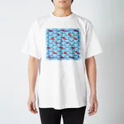 D&I LABの赤い魚と青海波 Regular Fit T-Shirt