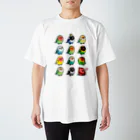 Cody the LovebirdのChubby Bird ラブバード大集合　（コザクラインコ＆ボタンインコ）  スタンダードTシャツ