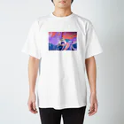 宇宙キャンプの深海でDJするねこ、タコとイカ、クラゲ、リュウグウノツカイ Regular Fit T-Shirt