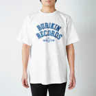 BURIKI'N RECORDSのブリキン定番ロゴ(スモーキーブルーロゴ) スタンダードTシャツ