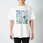 赤石工房(くまごろう屋)の青から緑のくまごろう Regular Fit T-Shirt