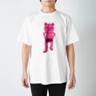 ぴこぽんSUZURIの潔い姿の熊（ピンク） スタンダードTシャツ