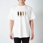 tomi_moonの【tomi_moon】柴犬ふりむきグラデーション ホワイトロゴ スタンダードTシャツ