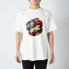 テクノポリスデザインのゲーセン猫（GAMECENTER TECNOPOLIS Ver.） Regular Fit T-Shirt