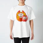 百花繚乱のまねきねこだるま福さん寿さん スタンダードTシャツ