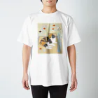 湊文の金魚と風鈴と猫 Regular Fit T-Shirt