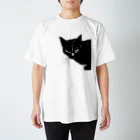 小鳥と映画館のカッコよく覗きに来た黒猫 スタンダードTシャツ