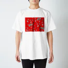 WAMI ARTの野営(キャンプ)　鳥獣戯画パロディ　赤 Regular Fit T-Shirt