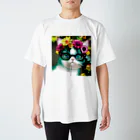 Connect Art SUZURI STOREのConnect Art 002 Cat Regular Fit T-Shirt