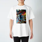 幸せうさぎのバスキアの絵画風イラスト Regular Fit T-Shirt