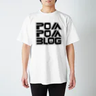 mf@PomPomBlogのPom City Four Logo（black） Regular Fit T-Shirt