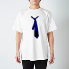灰＆狼のルーズネクT 青 Regular Fit T-Shirt