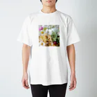 meke flowersのレモンイエローとアップルグリーン　ローズシリーズ スタンダードTシャツ