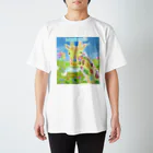 HI-KUN ART MUSEUM　　　　　　　　(ひーくんの美術館)のしあわせのキリン スタンダードTシャツ