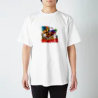 🍩tarojiro(たろじろ) shop🍩のCOLORFUL POPCORN MONSTERS by AI Regular Fit T-Shirt