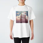 MilkiWay Spiritual Art Shopのホワイトキャットと星空のグラデーション3 スタンダードTシャツ