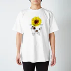 虹色PLUSのかわいいジャックラッセルテリア犬とヒマワリ Regular Fit T-Shirt