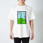 さとひのまほらの【花札風イラスト】白夜月とUFO発見.ᐟ スタンダードTシャツ