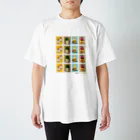 Quatre Illustrationのキャトル切手_お野菜ファッションB 4×4 Regular Fit T-Shirt