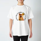 mojimojiの柴犬とひまわり スタンダードTシャツ