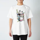 フクロウの森のお花フクロウ Regular Fit T-Shirt