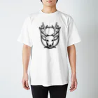 Cɐkeccooのらくがきシリーズ『カレッジ風-シカ』モノクロ Regular Fit T-Shirt