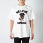 麻雀ロゴTシャツショップ 雀喰 -JUNK-の麻雀牌 一索(イーソウ)-BAMBOOS-黒赤ロゴ Regular Fit T-Shirt