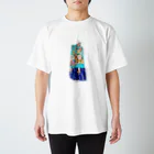 KeishopCreations - 日本の美をあなたにのハンドメイドリメイク着物青 Regular Fit T-Shirt