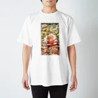 楽輝世のペーパークラフト風 水彩画「薔薇02」 Regular Fit T-Shirt