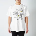 ビールとアート TM-3 Designの名画 × BEER（鳥獣戯画・イラストMAXサイズ）黒線画 Regular Fit T-Shirt